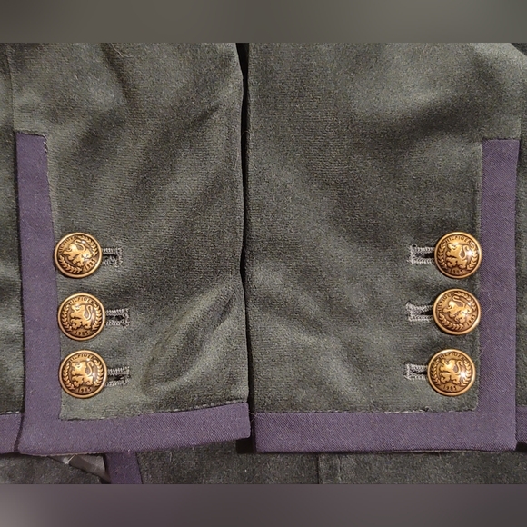 Tommy Hilfiger Green Monogrammed Velvet Blazer with Navy Trim Size 4 - Picture 8 of 8